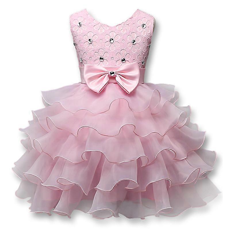 XIANRENGE שמלת בנות חרוזים משובצים נסיכה בגדי ריקוד ילדים שמלת מסיבה שמלת נסיכה בגדי ילדים, ורוד