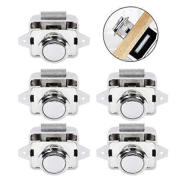 Push Button Latch Push Door Lock Catch Kit - 5 Pcs Keyless For Wardrobe Cabinet Door Boat Horsebox Camper