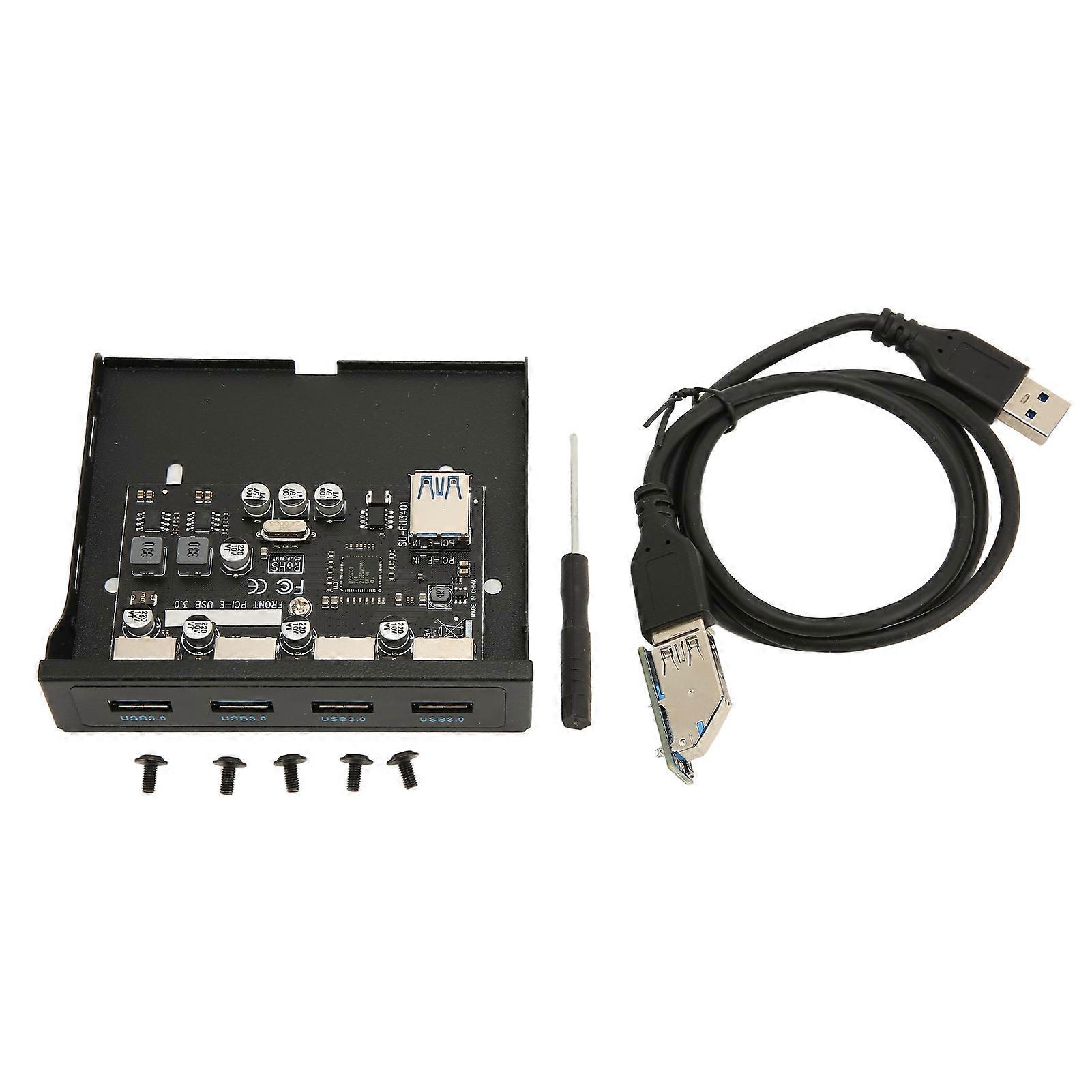 PCIE auf USB 3.0 PC-Frontplatte, 4 Anschlüsse, 5 Gbit/s PCIE USB-Adapter, unterstützt Hot Swap, 3,5 Zoll USB 3.0-Frontplatte für Windows