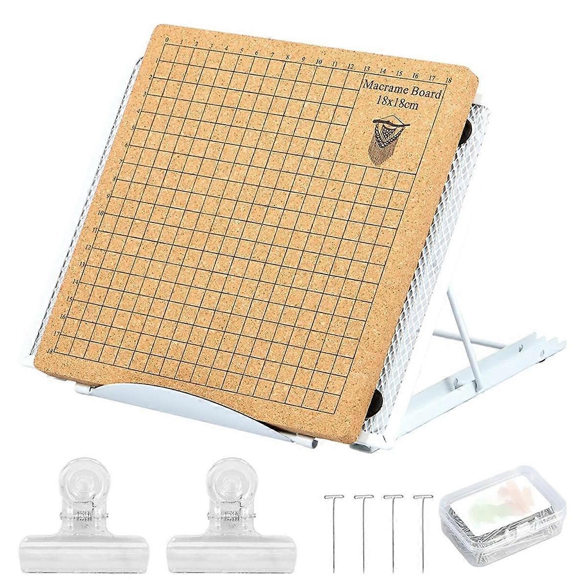 Conjunto de tábuas de macramê de 7x7 polegadas, tábua de macramê e suporte ajustável de metal para trançar cordões e pulseiras