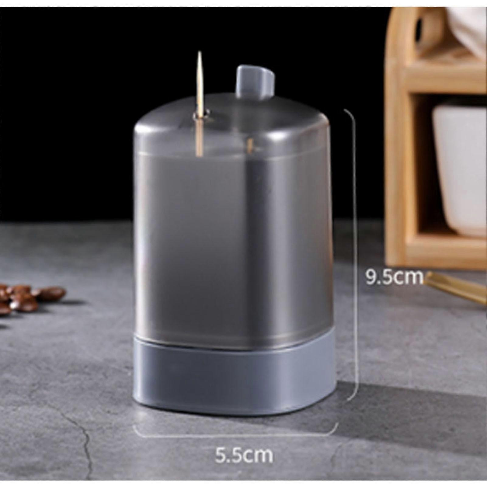 Automatic Toothpick Box Automatic Popup Detachable Bottle Transparent Window Toothpicks Storage Box for Home RestaurantLight Gray-OEIN