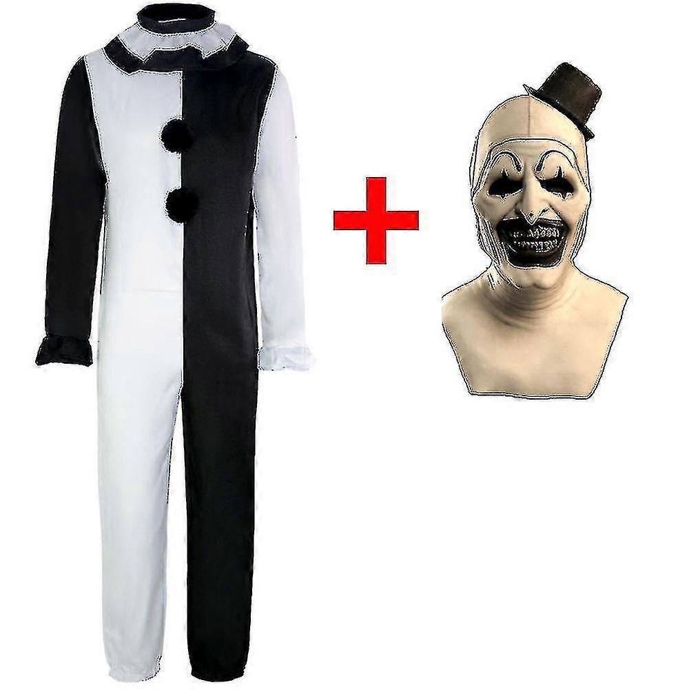 Cgmgtsn Felnőttek Terrifier 2 Art A bohóc cosplay jelmez jumpsuit kalap ruhák Halloween karneváli öltöny