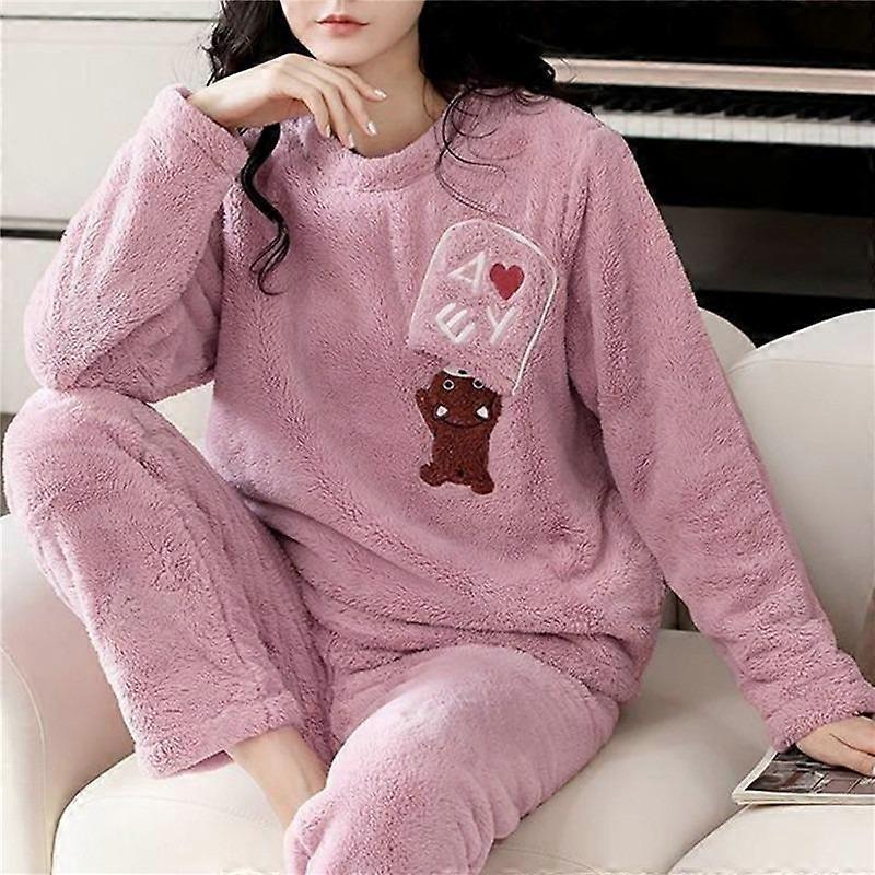 Hiver Chaud Flanelle Femmes Pyjamas Ensembles Épais Corail Pyjamas Femmes Polaire Pyjama Flanelle Épaisse Ensemble De Pyjamas Long Pour Fille