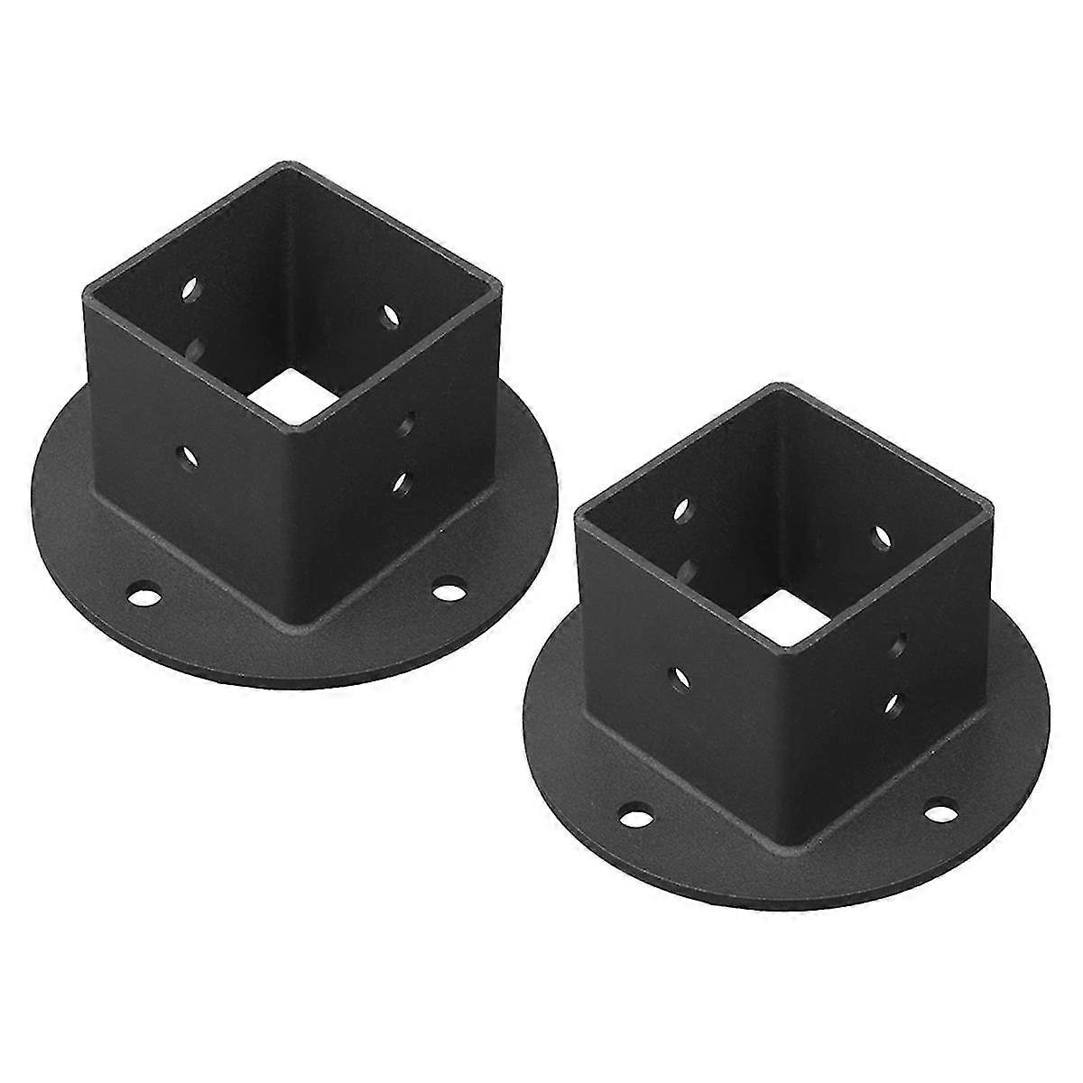 2Pcs 2X2 Square Fence Pole Flange Base Pergola Post Base Brackets Kit,Heavy Duty Wall Mount Post Anchor Base Brackets
