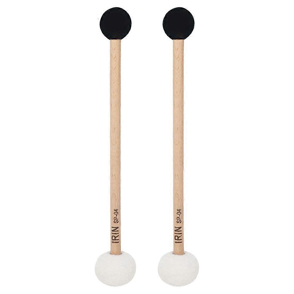 2Pcs Double-ended Mallet Rubber Felt Bass Drum Mallet Mallet Stick with Handle Instrument Percussion Mallet