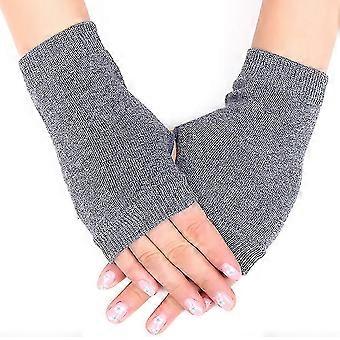 womens fingerless wristed hands warmer gloves softy stretch knitted solid mittens