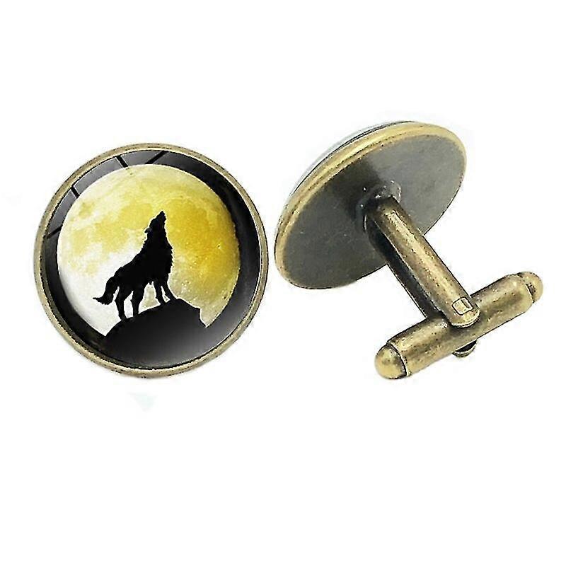 Joias Quentes Abotoaduras Uivante Lobo Tempo Criativo Vidro Convexo Homens S Abotoaduras Presente Camisa Francesa de Alta Classe Mangas Pregos Pregos
