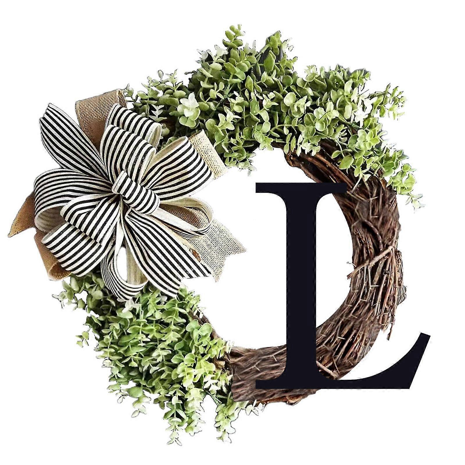 Front Door Wreath with Script Monogram for Door Decor-Spring, Summer-Yvan