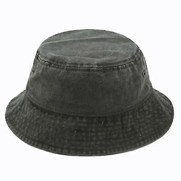 Vintage Washed Denim Bucket Hat Blank Jean Fishing Cap Flat Toparmy Green
