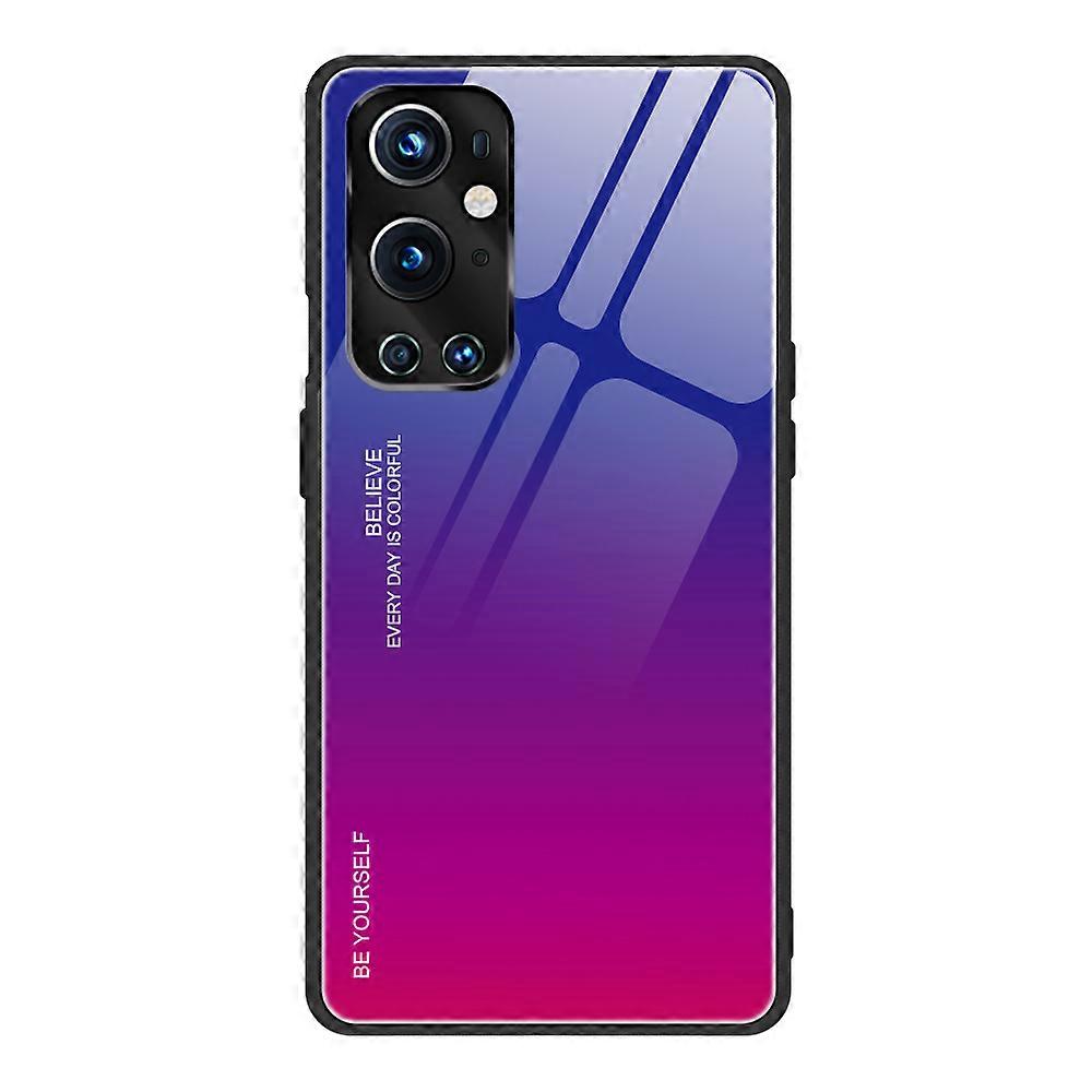 Gradient Tempered Glass Cover TPU Frame Back Case for OnePlus 9 Pro