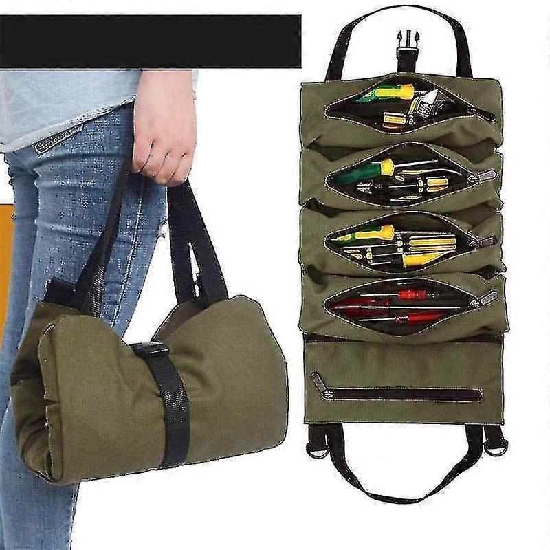 Working Tool Bag Roll Tool Roll Multi-purpose Tool Roll Up Bag Wrench Roll Pouch Hanging Tools Zipper Carrier Tote Outdoor Kit