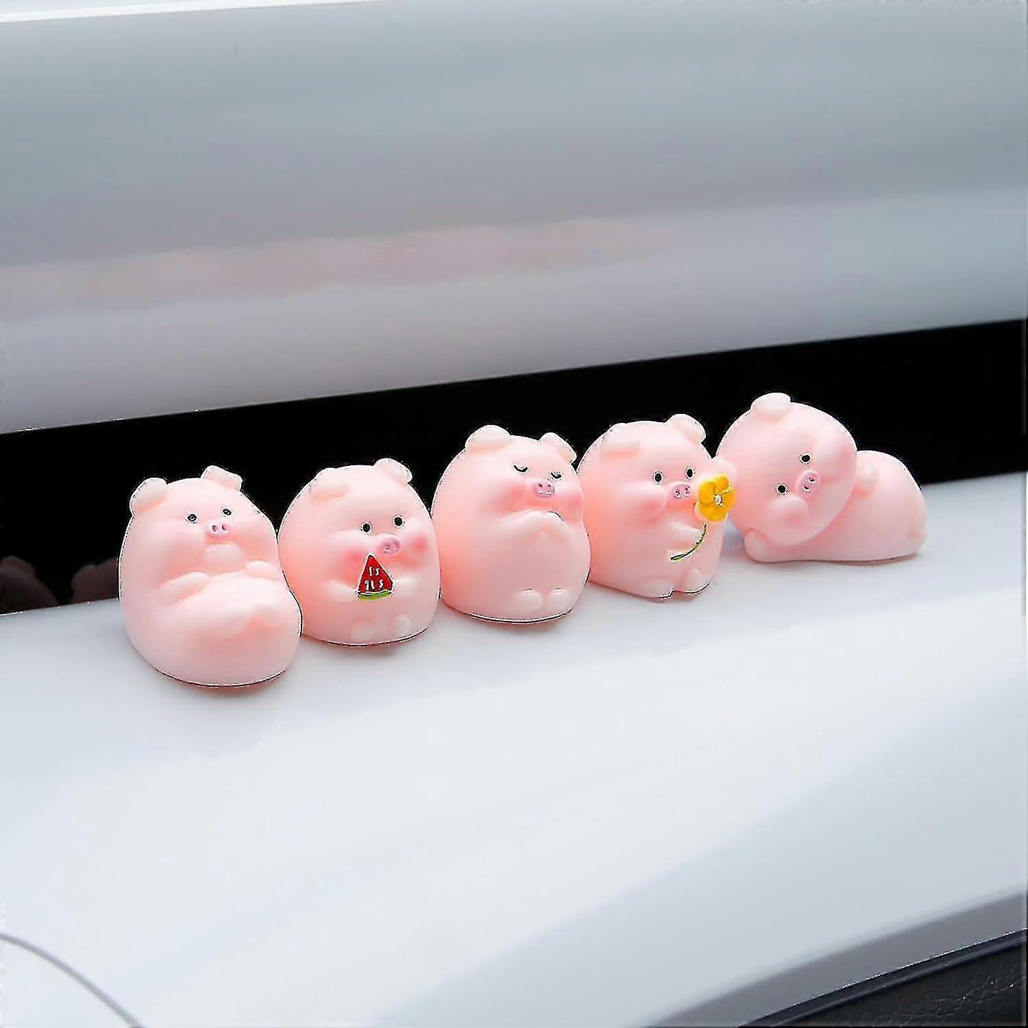 5 Pcs Mini Piggy Figures Cute Car Dashboard Ornaments For Car Garden Cake Decoration