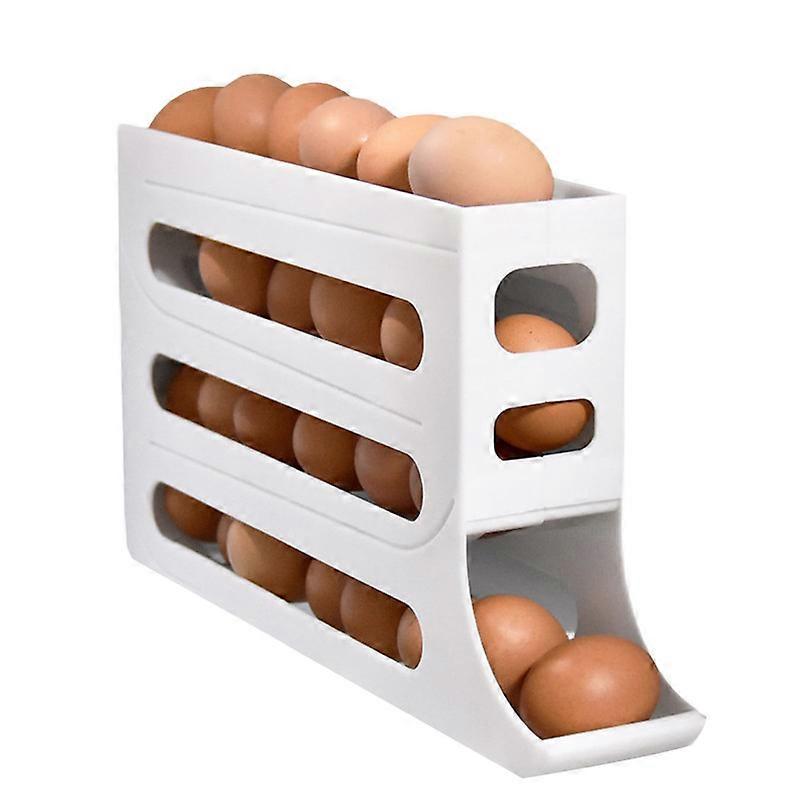 4 Tiers Egg Holder for Fridge - Auto Rolling Fridge Egg Organizer