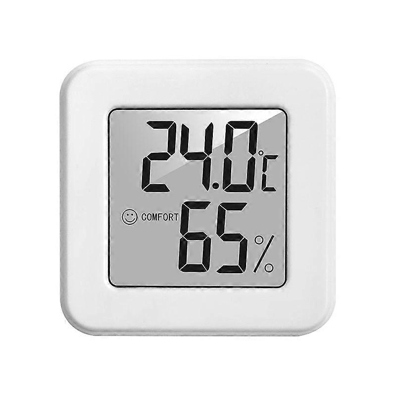 1Pc White Mini Electronic Temperature and Humidity Meter Car Thermometer with Smiling Face Display Refrigerator Thermometer