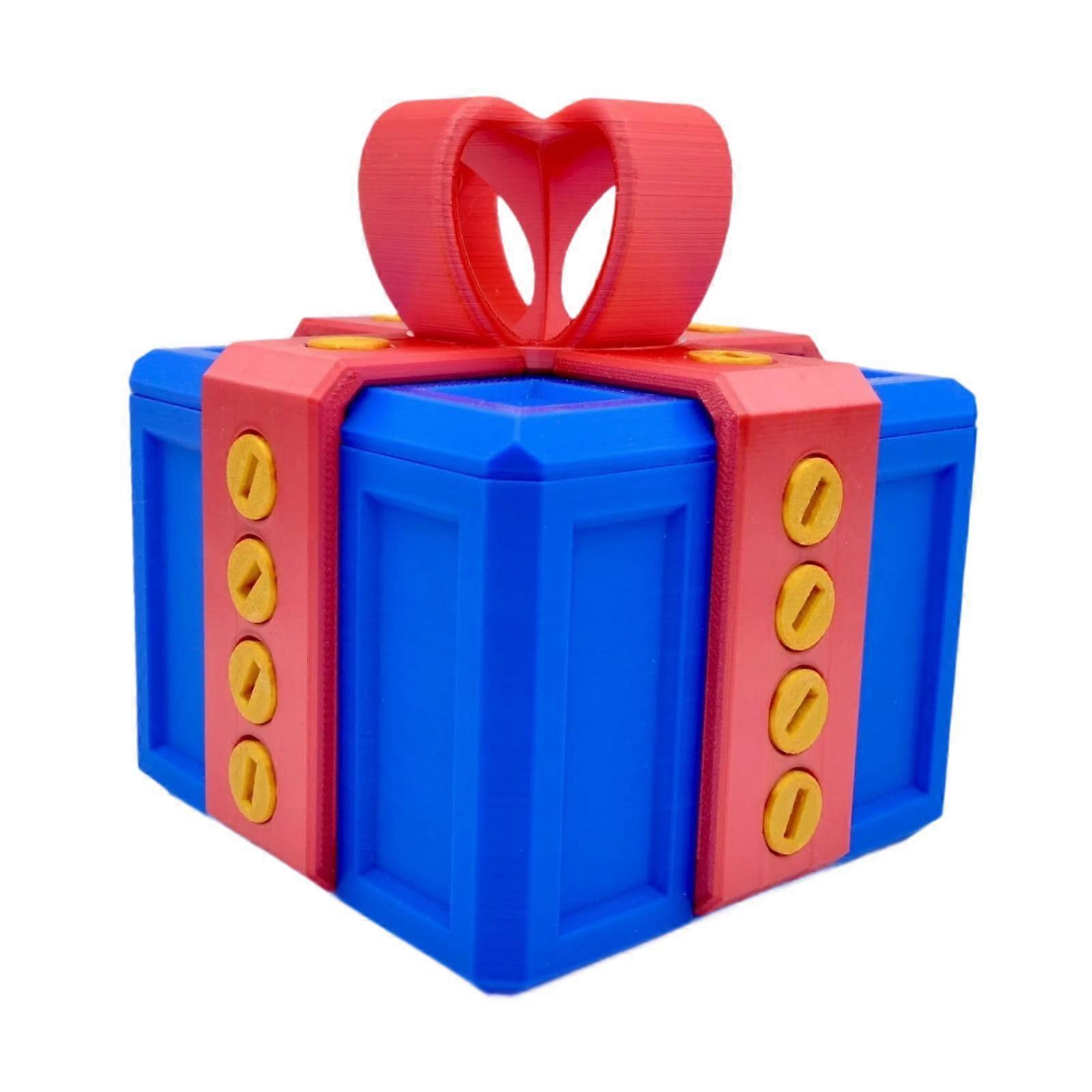 Annoying Gift Box with Screws Decorative Gift Box Storage Box Container Case Red 6cm