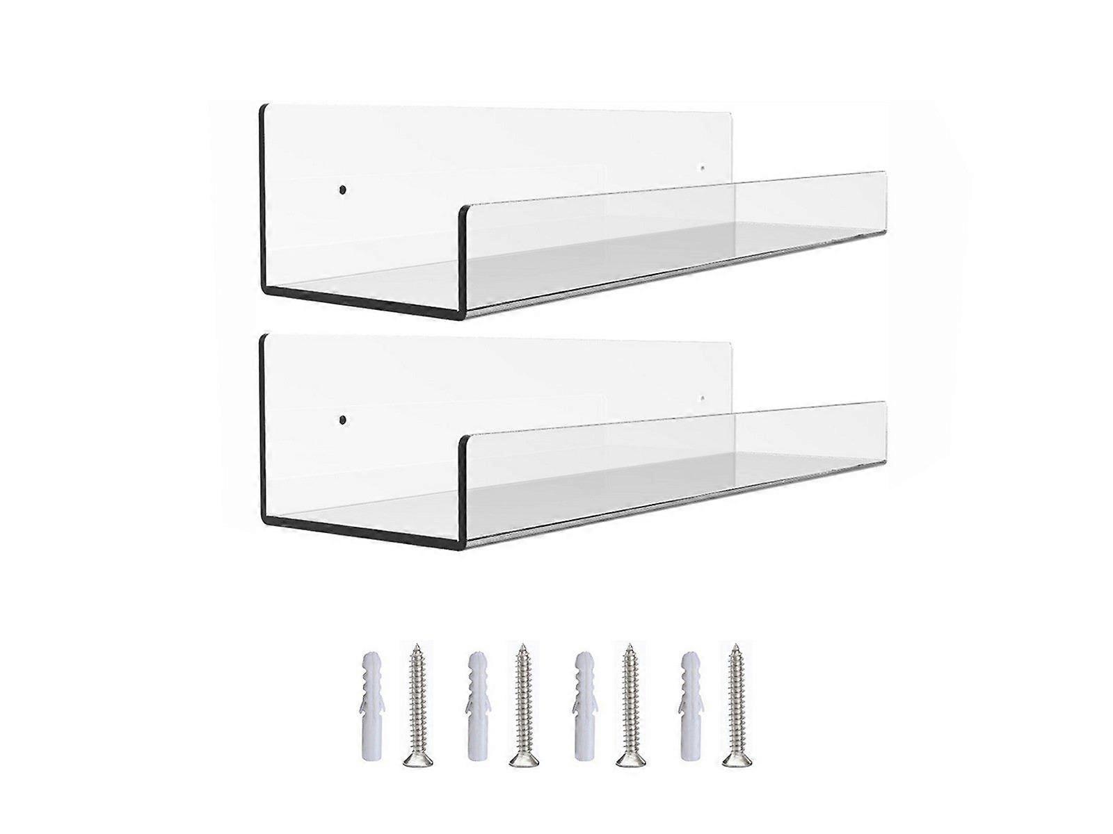 2Pcs Acrylic Floating Wall Ledge Shelf Wall Mounted Shelves Kitchen Spice Rack