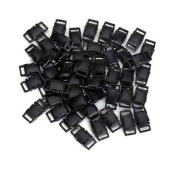 50pcs دائم البلاستيك الصلب الجانب الافراج عن أبازيم لWebing / الكلب طوق / أساور paracord (أسود)
