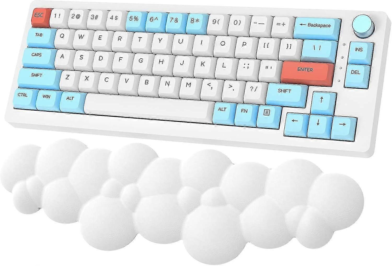 Clavier de repose-poignet Tkl blanc, repose-poignets ergonomique Cloud pour poignets Pu mousse à mémoire de forme haute densité avec base antidérapante Essuyage facile, léger