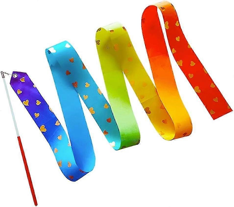 Rainbow Kids' Streamers για χορό ταλέντων δείχνει - Μίνι Star Pattern Gymnastics κορδέλα με ράβδο ινών γυαλιού, κορδέλες γυμναστικής 60 ιντσών