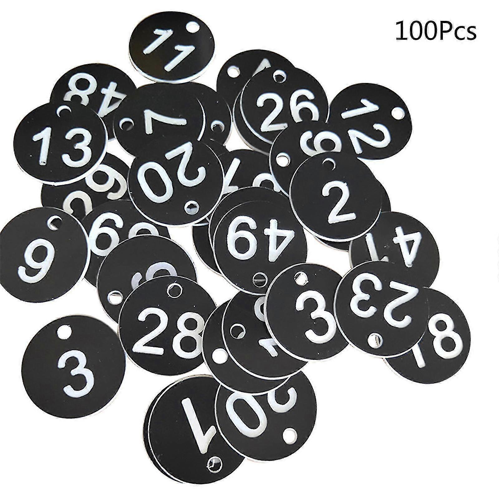 100 stk Plast Id Number Tags 1-100 Gravert nummer Id Tag farget for nøkkelring Svc