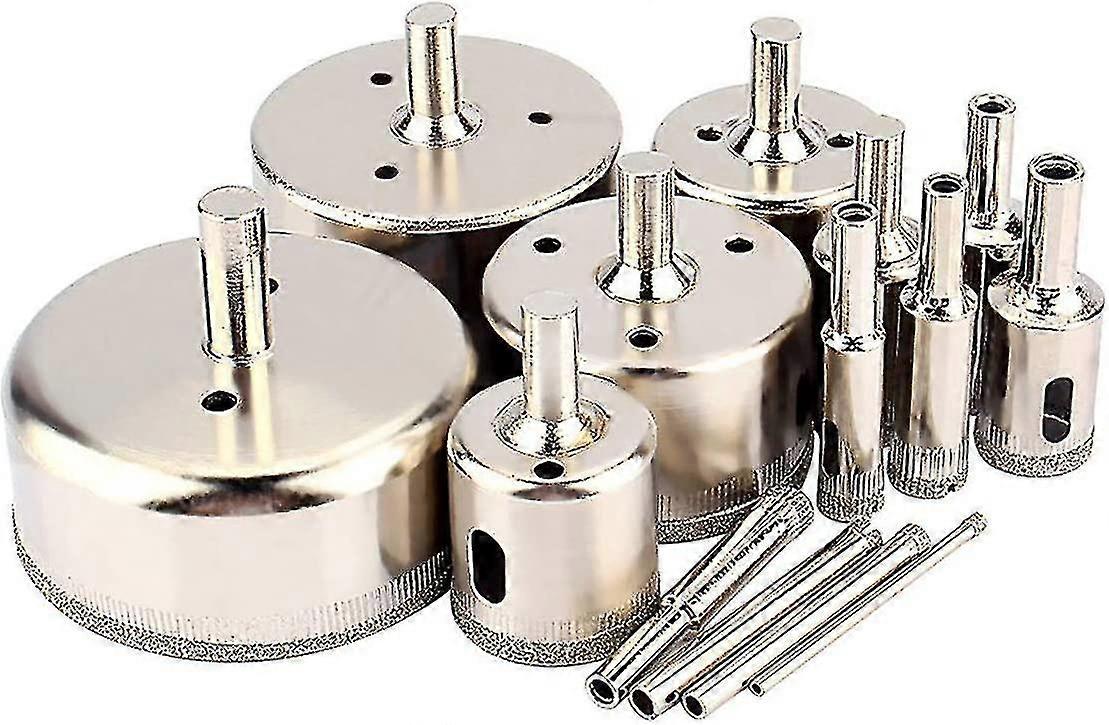 14pcs 3-70mm Diamond Drill Bit Set, Wet Use For Tile, Glass, Aquarium, Marble, Granite, Ceramic
