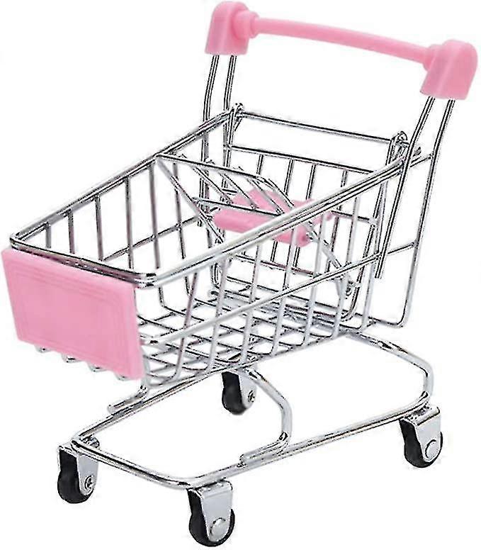 Mini Supermarket Handcart Shopping Carts Utility Mode Desk Storage Toy Holder For Kids Children Pink(1pc)