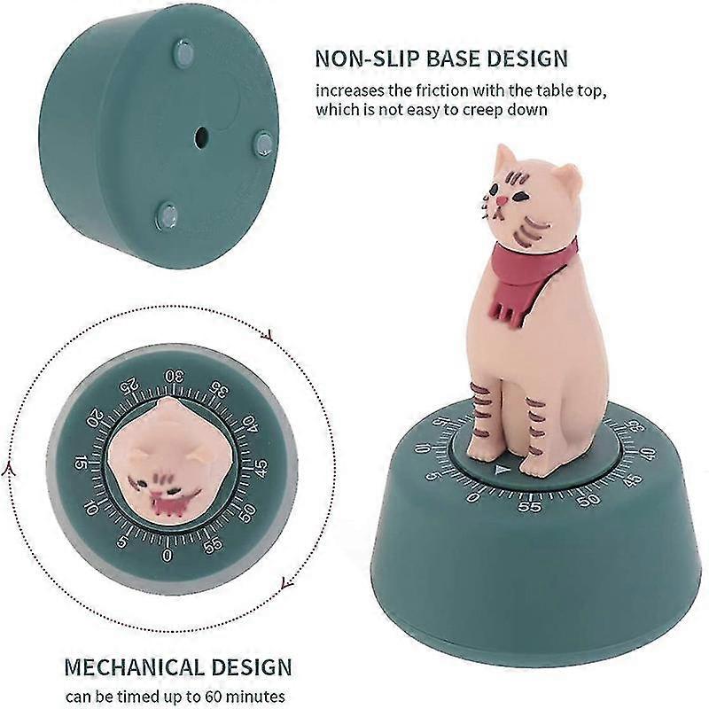 Cat Kitchen Timer Cooking Countdown Mechanical Timer Alarm Reminder Cat Kitten Figurine Ornament Gr