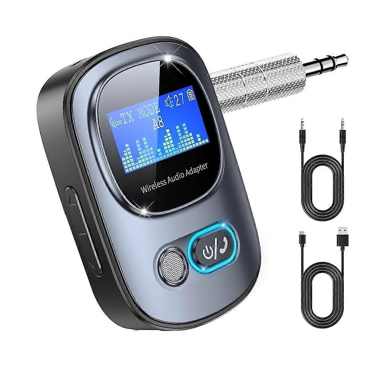 Bluetooth 5.3 Transmitter And Receiver Portable Wireless Audio Adapter With Led Display For Tv/pc/car/home Stereo