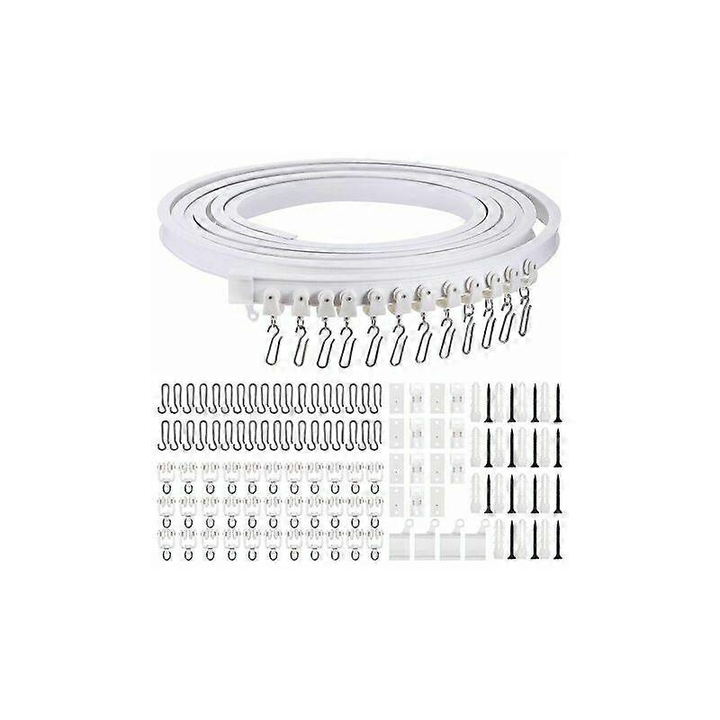 5 Meter Foldable Ceiling Curved Curtain Rail Flexible Curved Curtain Track Soft Curtain Rail for Curtain Track with Metal Curtain Hooks, Room Divider