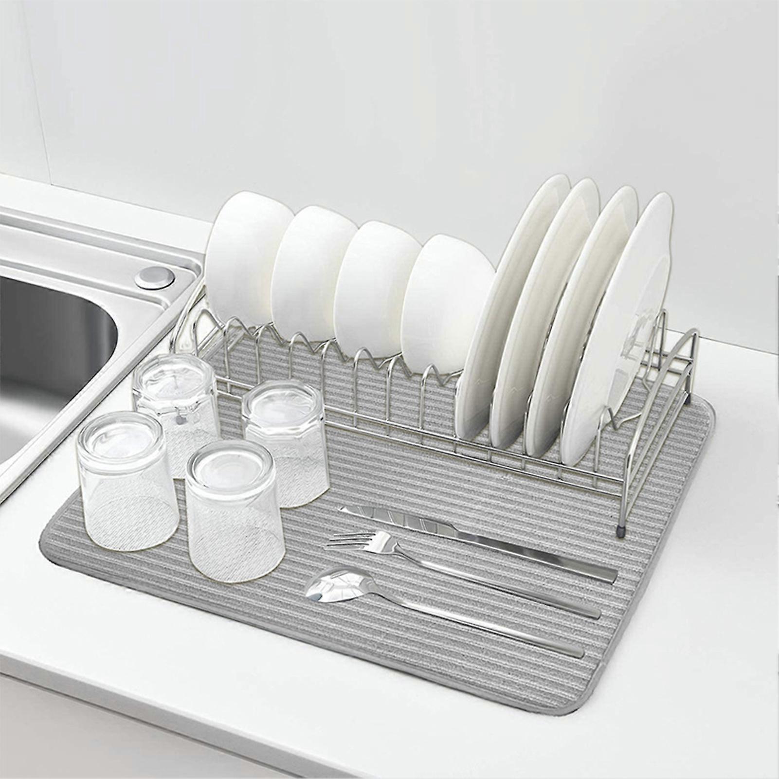 2Pcs Large Dish Drying Mat Ultra-thick Non-slip Super Absorbent Kitchen Counter Dish Drying Pads Dish Drainers KAESI