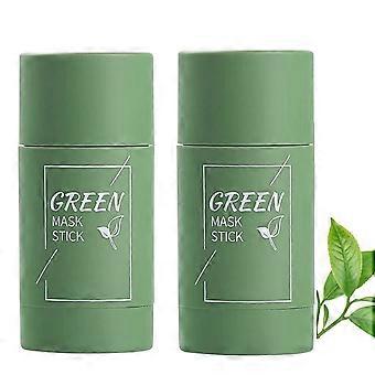 2 pcs Green Tea Mask Stick for Face, Blackhead Remover with Green Tea Extract, Deep Pore Cleansing, Skin Brightening, Moisturizing for All Skin Types 