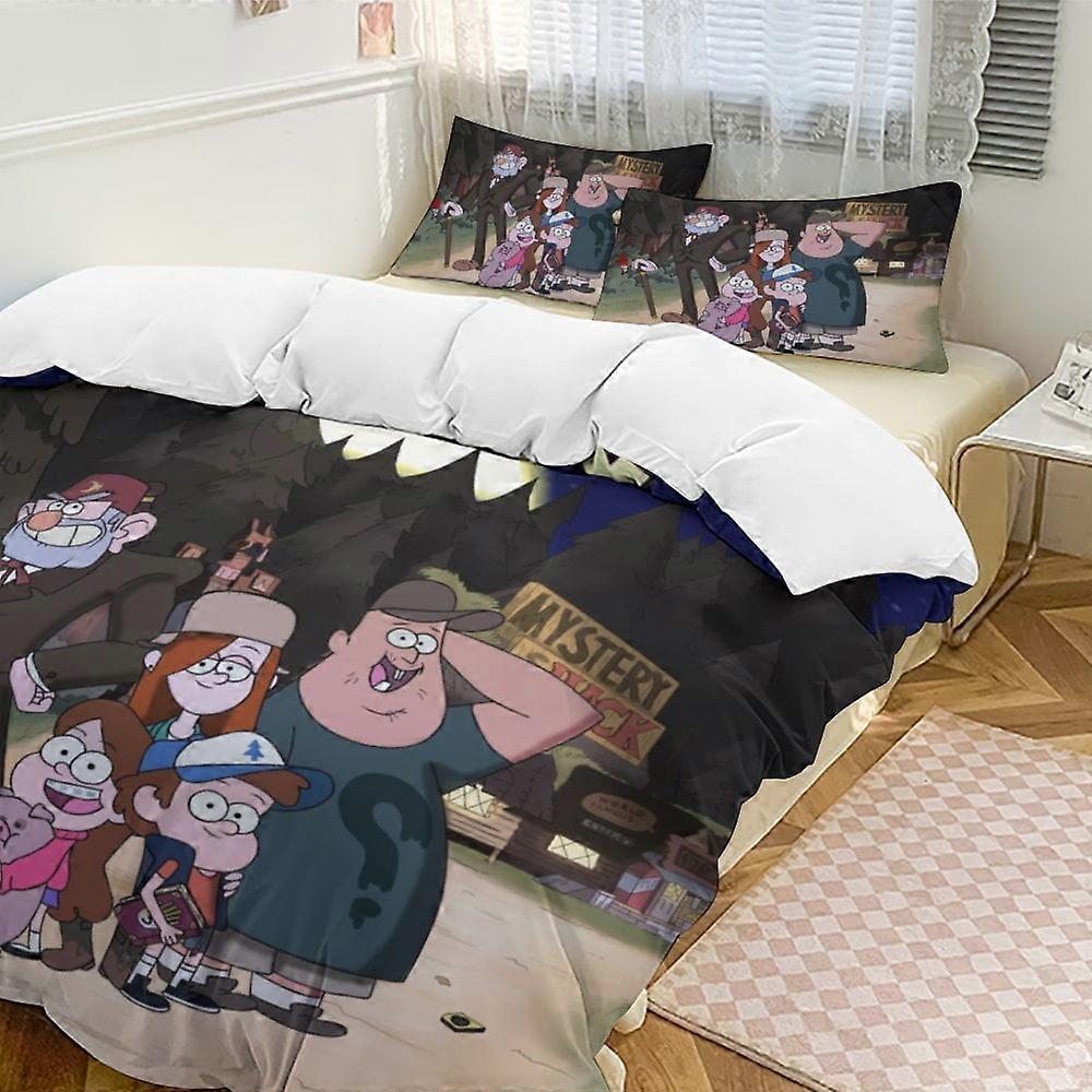 v2054  Bed Sheets Bedding Gravity Falls 3-Piece Bedding Set Soft Warm And Comfortable Bed Set with 1 Duvet Cover And 2 Pillowcases Bed Sheets  yuq2054