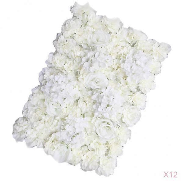 12 Pieces Artificial Rose Hydrangea Flower Wall Panels Wedding Decor Cream