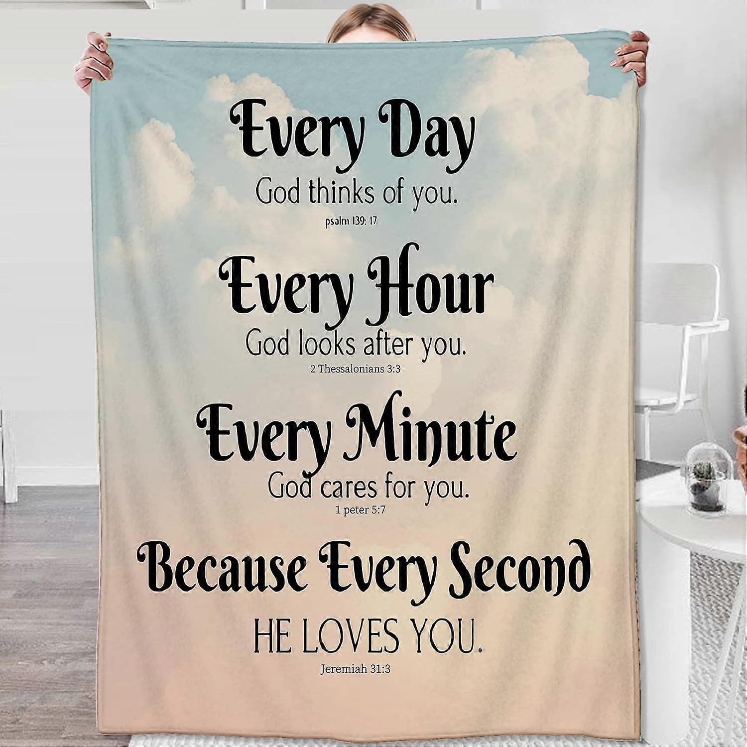 Religious Blanket, Bible Verse Blanket with Inspirational Thoughts and Prayers- Religious Throw Blanket Soft Lightweight Cozy Plush Warm Blankets for 