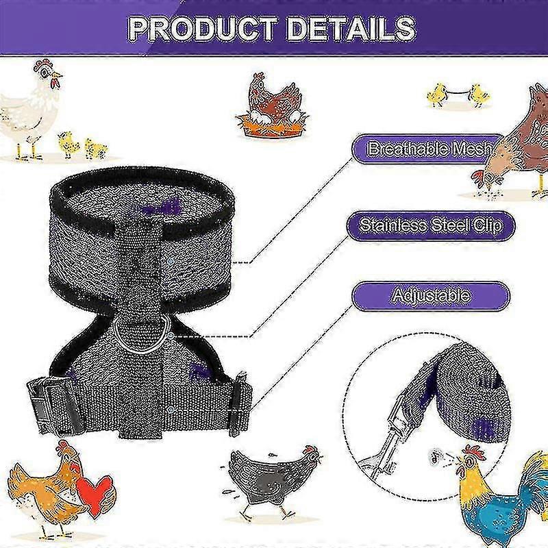 2pcs Chicken Harness And Leash, Modified Adjustable Breathable Harness Specially Designed For Chicken  Duck Goose Training And Walking, Comfortable Si