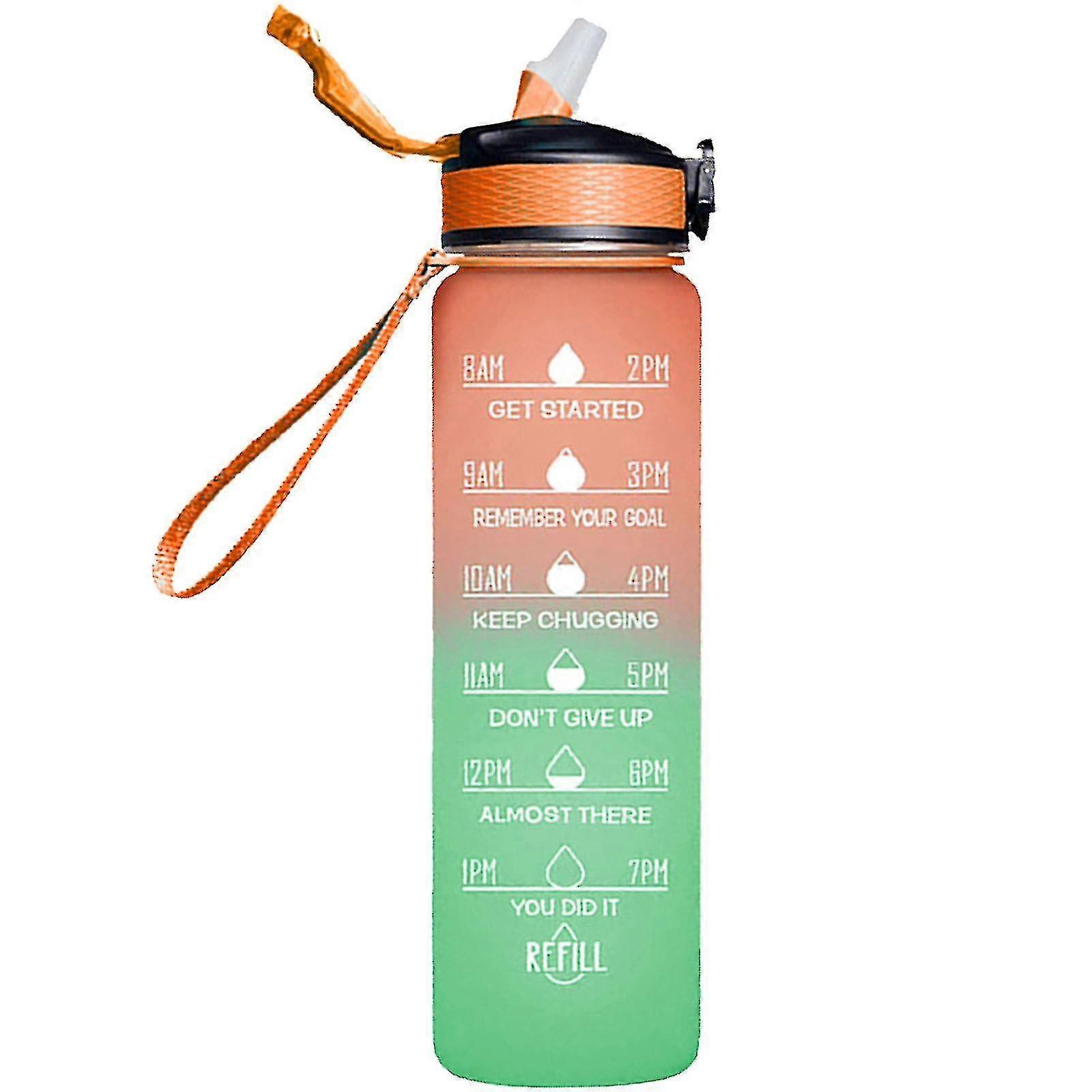 1000ml الحرة التحفيزية الرياضة إبريق مع الوقت علامة في الهواء الطلق اللياقة البدنية القدح التدرج لون القدح في الهواء الطلق زجاجة مياه بلوري