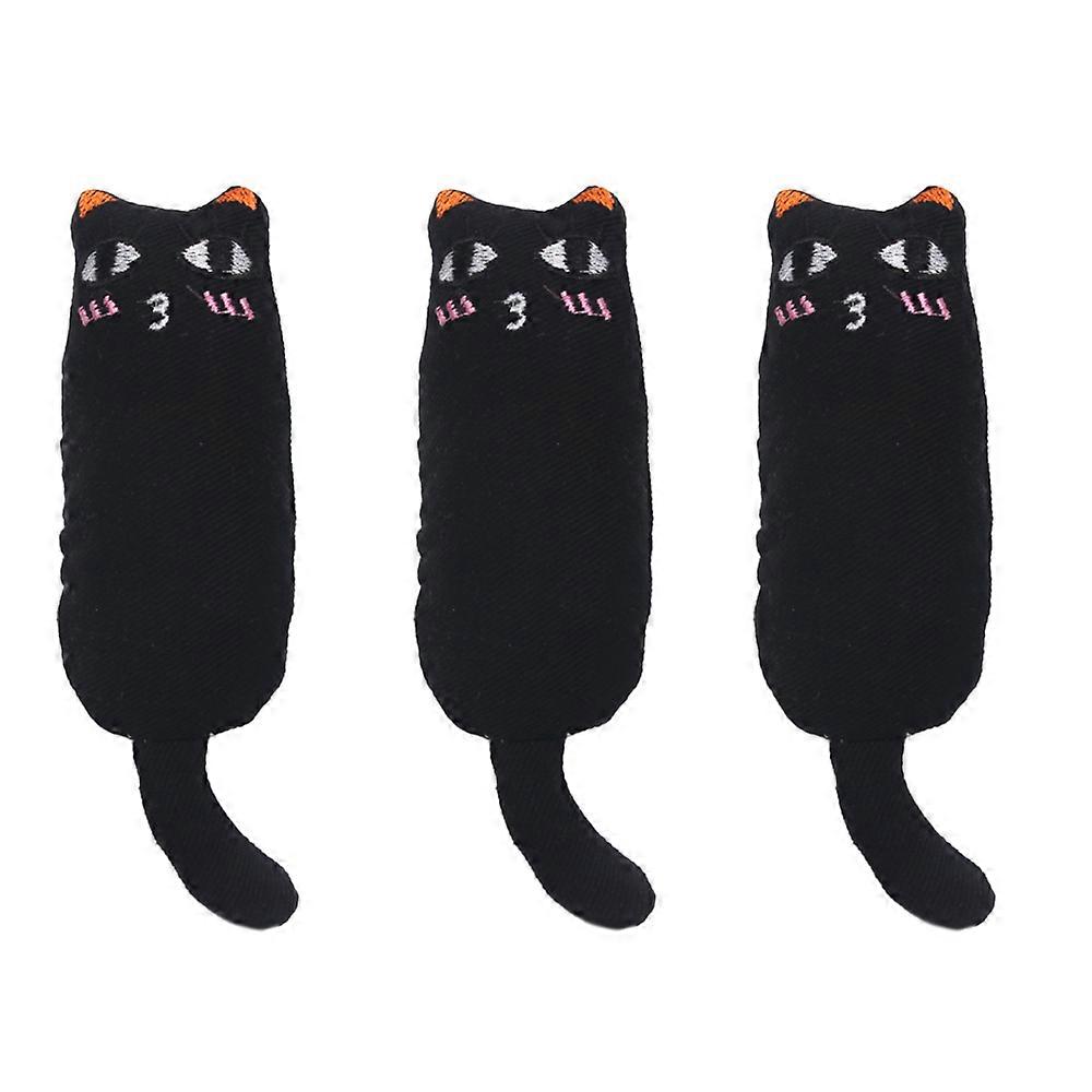 3Pcs Catnip Toy Indoor Cat Playing Chewing Teeth Cleaning Toy Pillow Black