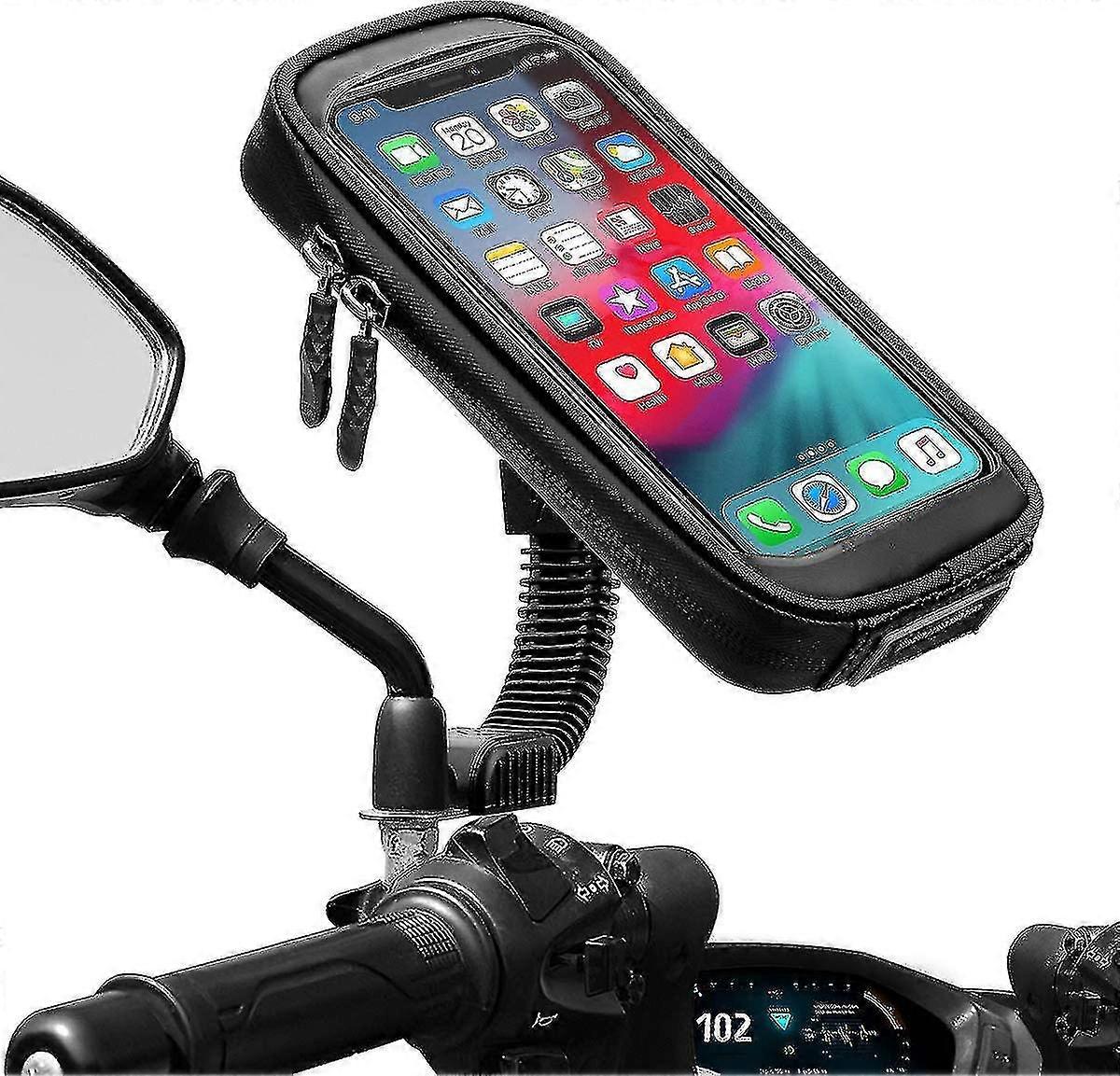 Support de téléphone étanche pour moto, rotation à 360°, pour smartphone, scooter, avec housse de pluie, pour rétroviseur de moto jusqu'à