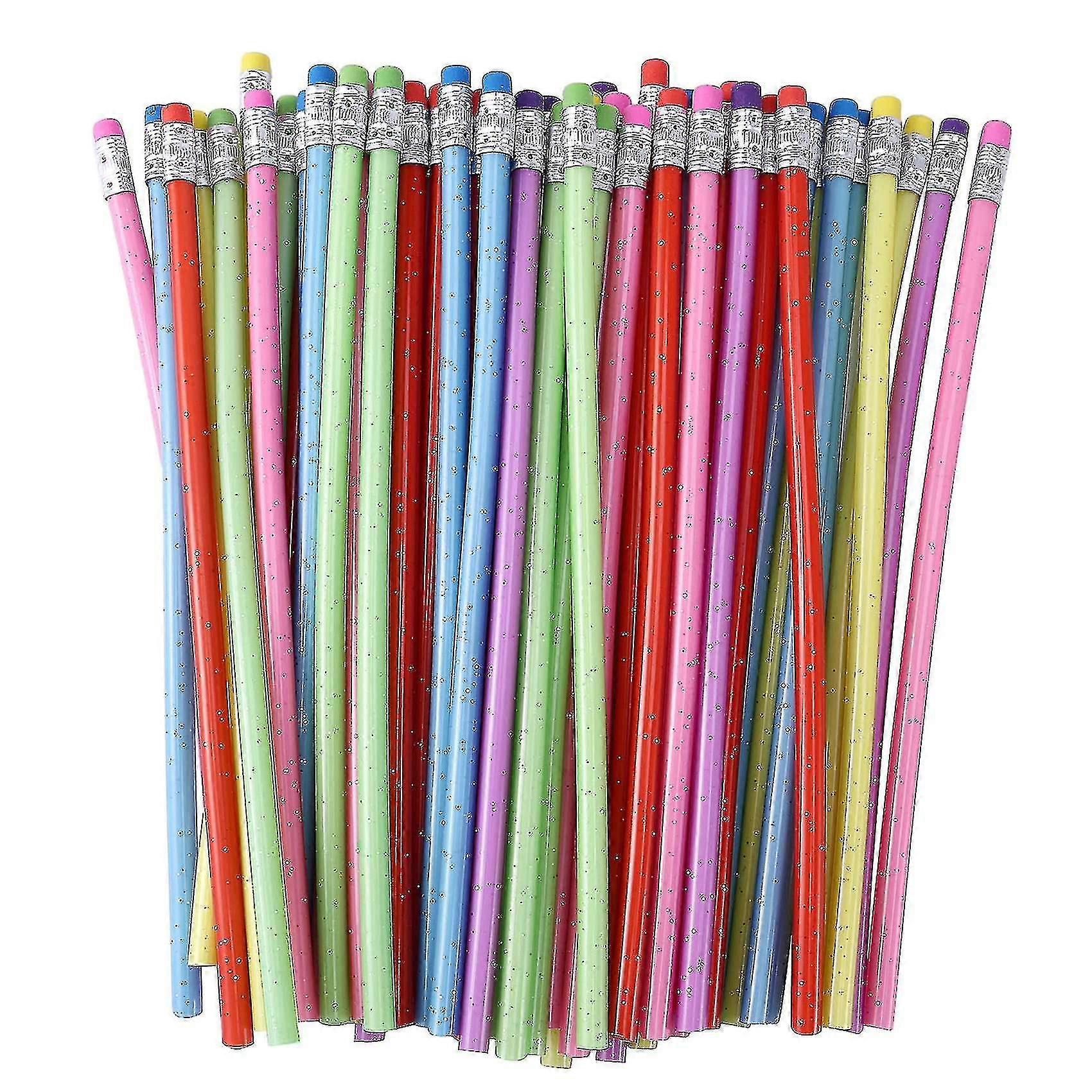 60 Pieces Bendable Pencil Flexible Bendy Soft Pencils With Eraser, Colorful
