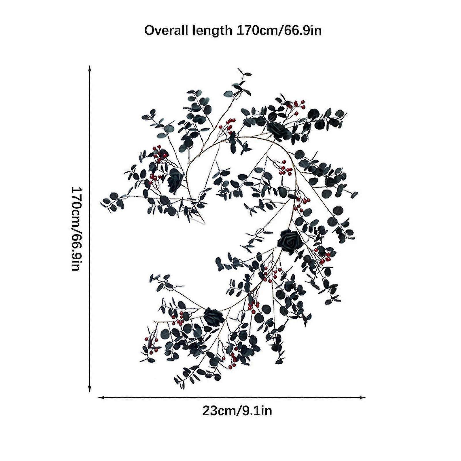 Black Rose Window Front Door Wall Halloween Wreath