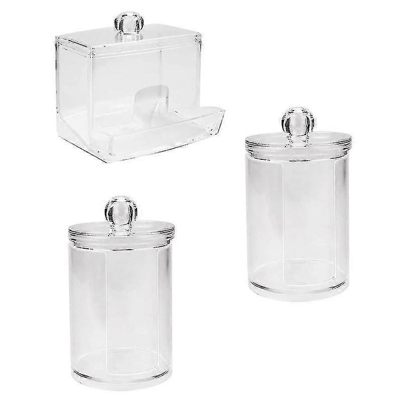 Clear Color Home Storage Containers 3 Pieces Clear Storage Box Cotton Swab Box