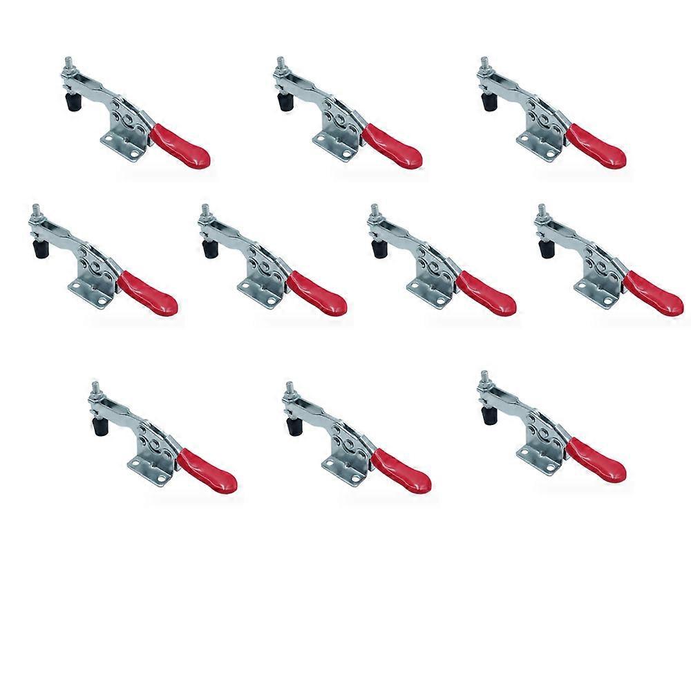 GH-201-B 10 Pack Carpenter's Toggle Clamps, 90kg Capacity, Adjustable Horizontal Quick Release Clasps for Machinery, Carpentry, Welding
