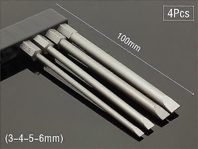 50/100mm 2.0-6.0mm Magnetic Flat Head Slotted Tip Screwdrivers Bits 1/4" Driver Bits Hand Tools Screwdriver Drill Bit Set