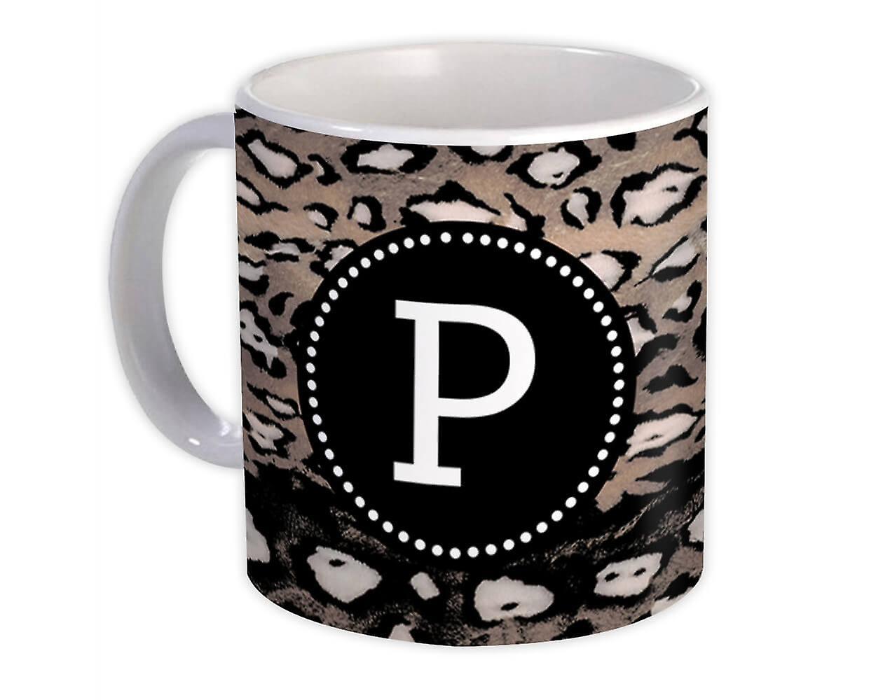 Gift Mug: Monogram Letter P Cheetah