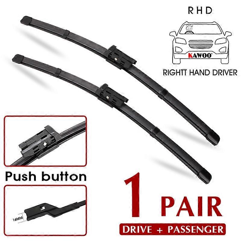 Natural rubber windshield wiper, 24 + 21 inches, for Skoda Kodiaq2016, 2017, 2018, 2019, 2020, suitable for arms with push buttons