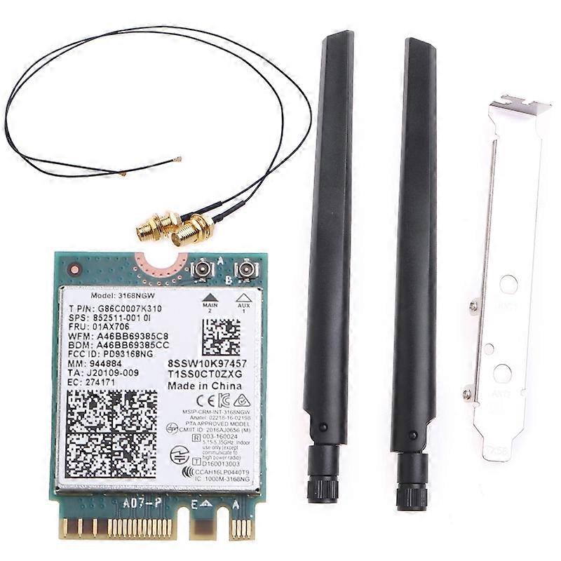 بطاقة واي فاي مزدوجة النطاق 2.4g / 5g محول شبكة 802.11ac BT 4.2 (هوائي + قوس)