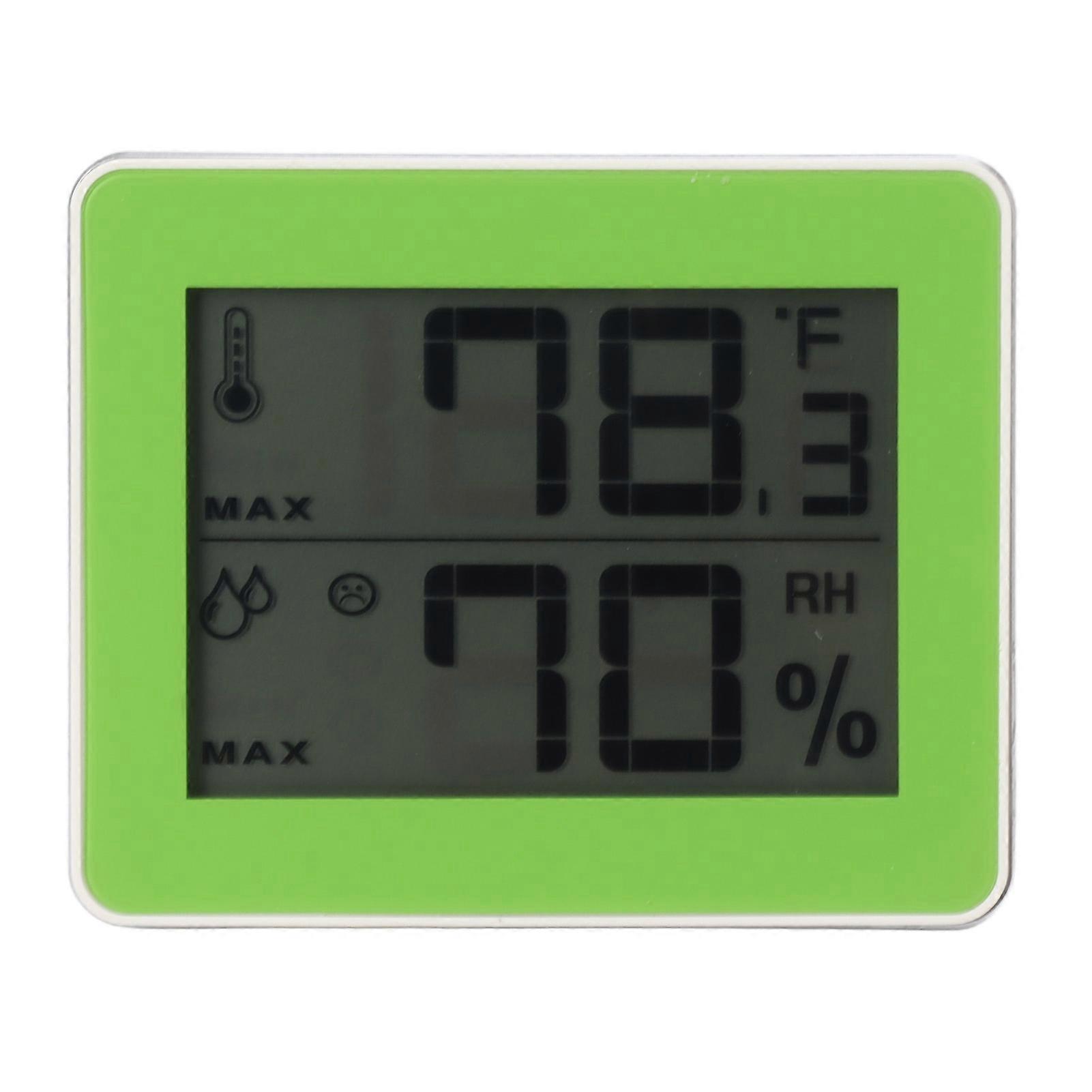 Temperature Humidity Monitor Ultra Thin Battery Powered Digital Hygrometer with Stand for Indoor Basement Green(Without Battery)