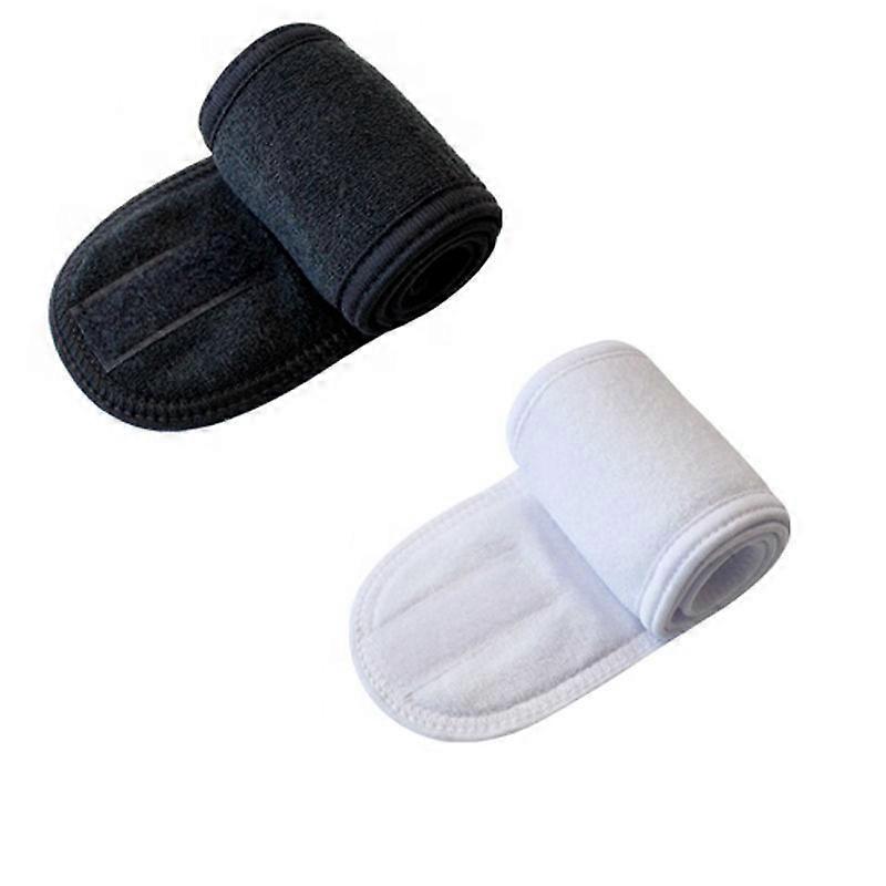 2 st Spa Ansikts elastisk Makeup Pannband Svart+vit