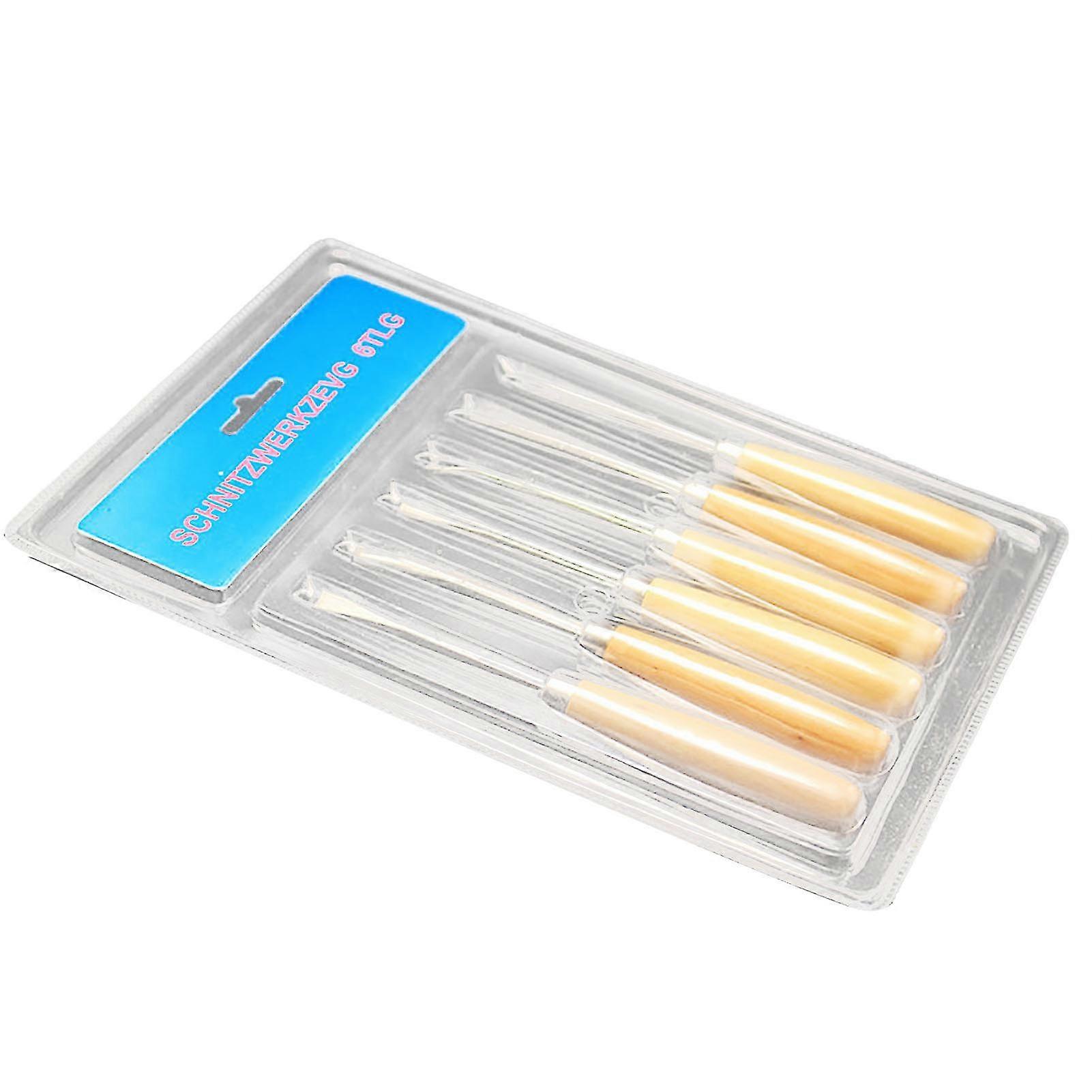 Professional Wood Carving Chisel Set - 6Pcs, No. 45 Hardened Carbon Steel Hand Tools