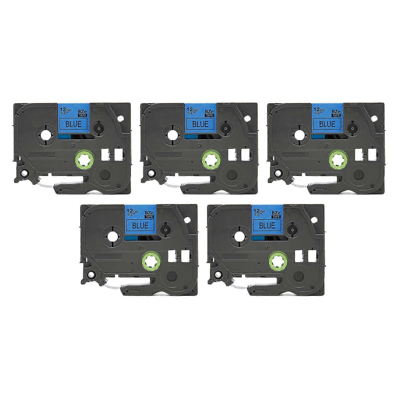 Label Maker Tape 5 Pcs Black On Blue 12mm 0.47 Inch for Ptouch PT D210 PT H100 PTD220 PT 1290